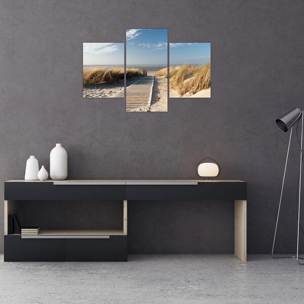 Slika - Peščena plaža na otoku Langeoog, Nemčija (90x60 cm)