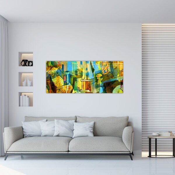 Slika - Arhitektura, kubistična abstrakcija (120x50 cm)