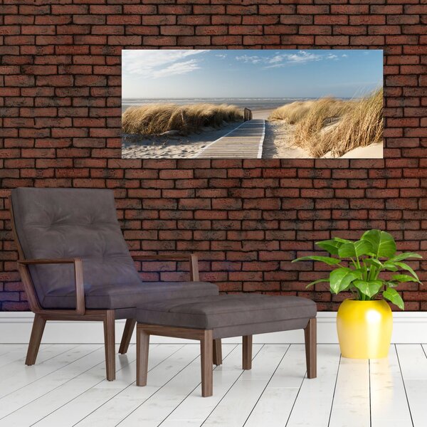 Slika - Peščena plaža na otoku Langeoog, Nemčija (120x50 cm)