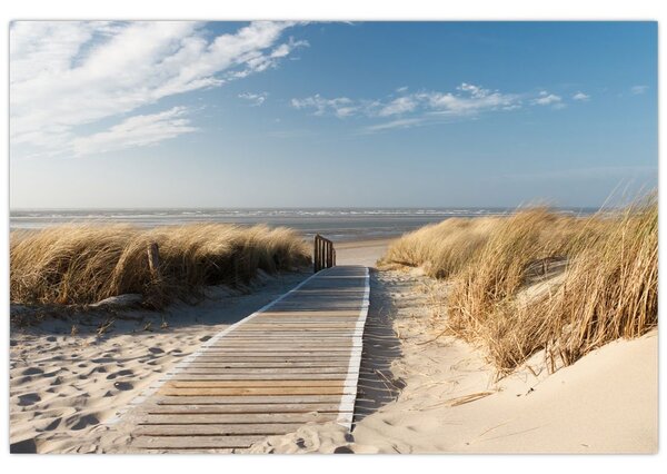Slika - Peščena plaža na otoku Langeoog, Nemčija (90x60 cm)