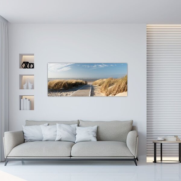 Slika - Peščena plaža na otoku Langeoog, Nemčija (120x50 cm)