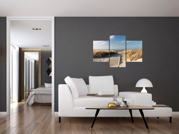 Slika - Peščena plaža na otoku Langeoog, Nemčija (90x60 cm)