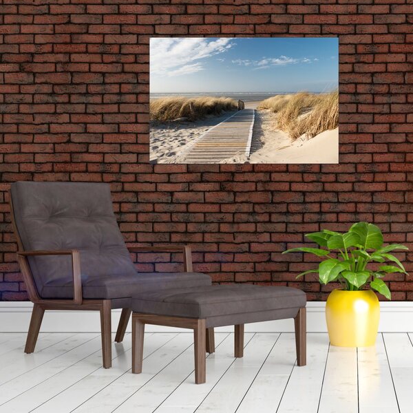 Slika - Peščena plaža na otoku Langeoog, Nemčija (90x60 cm)