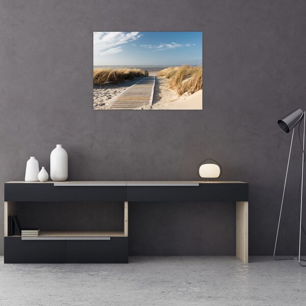 Slika - Peščena plaža na otoku Langeoog, Nemčija (70x50 cm)