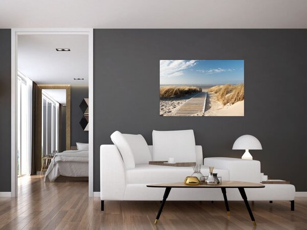 Slika - Peščena plaža na otoku Langeoog, Nemčija (90x60 cm)