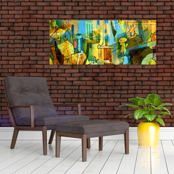 Slika - Arhitektura, kubistična abstrakcija (120x50 cm)