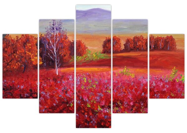 Rdeča pokrajinska slika (150x105 cm)