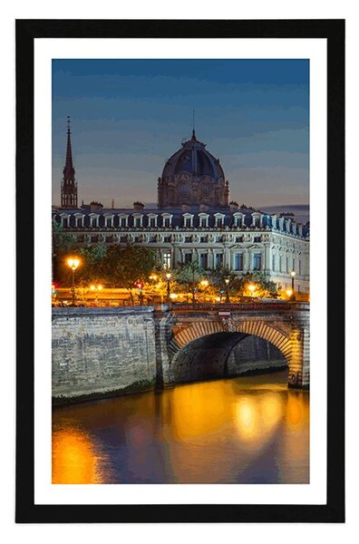 Plakat s paspartuom sjajna panorama Pariza