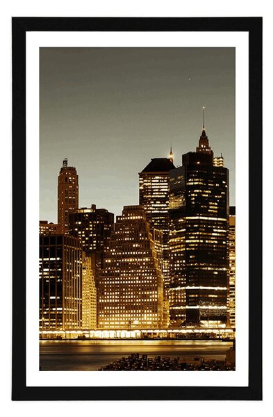 Plakat s paspartuom noćni New York