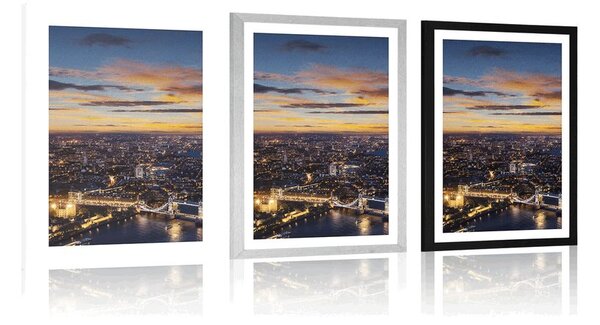 Plakat s paspartuom pogled iz zraka na Tower Bridge