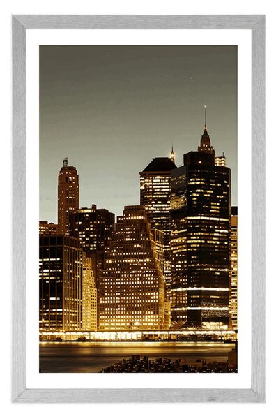 Plakat s paspartuom noćni New York