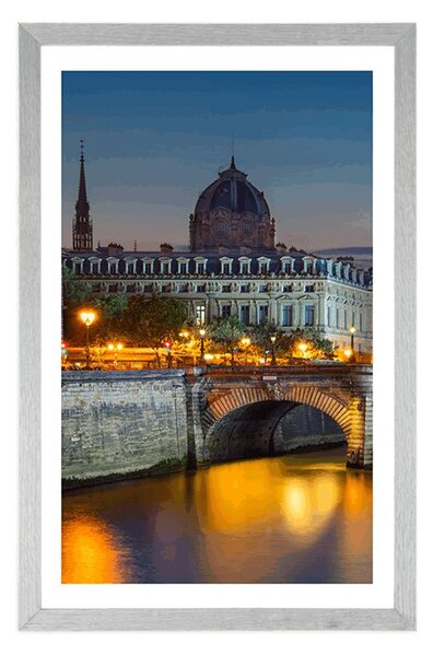 Plakat s paspartuom sjajna panorama Pariza