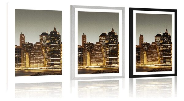 Plakat s paspartuom noćni New York