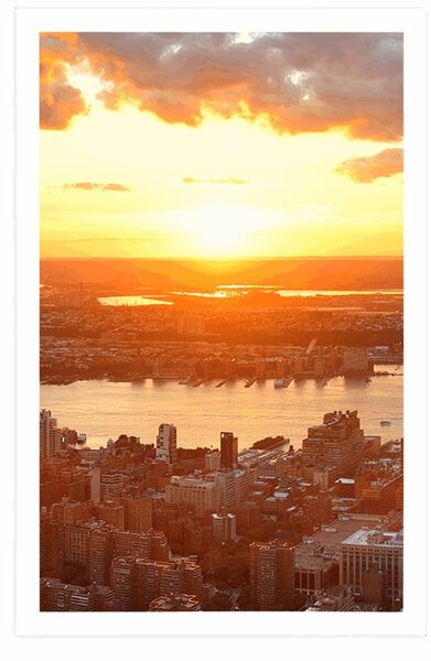 Plakat zalazak sunca iznad grada New Yorka