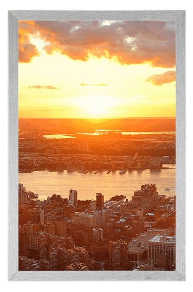 Plakat zalazak sunca iznad grada New Yorka
