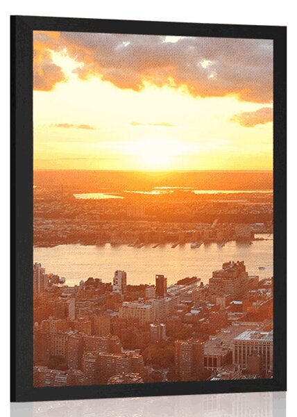 Plakat zalazak sunca iznad grada New Yorka