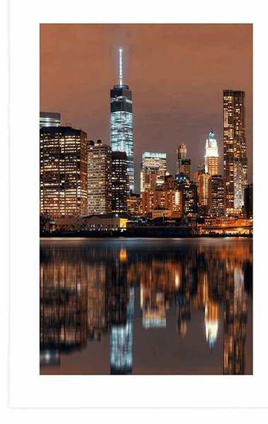Plakat s paspartuom odsjaj Manhattana u vodi