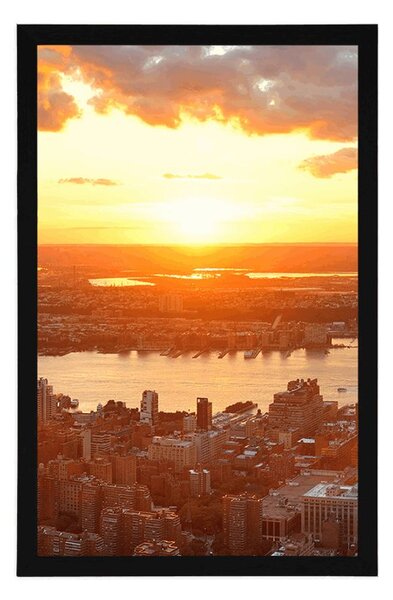 Plakat zalazak sunca iznad grada New Yorka