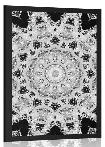 Plakat zanimljiva Mandala u crno-bijelom dizajnu