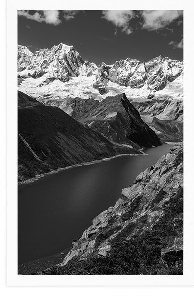 Plakat nacionalni park Patagonija u Argentini u crno-bijelom dizajnu