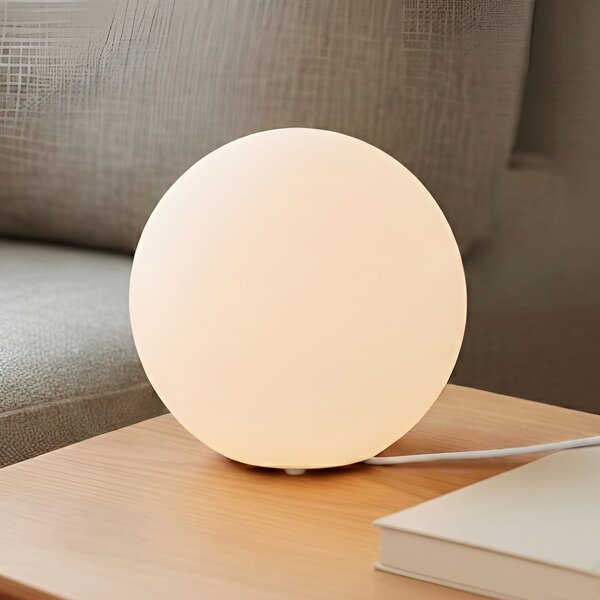 Lindby stolna lampa Marike, bijela, staklo, kugla, Ø 25 cm, E27, Bijela, Dnevni boravak/blagovaonica, Staklo, Stol ostalo