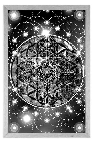 Plakat zadivljujuća Mandala u crno-bijelom dizajnu