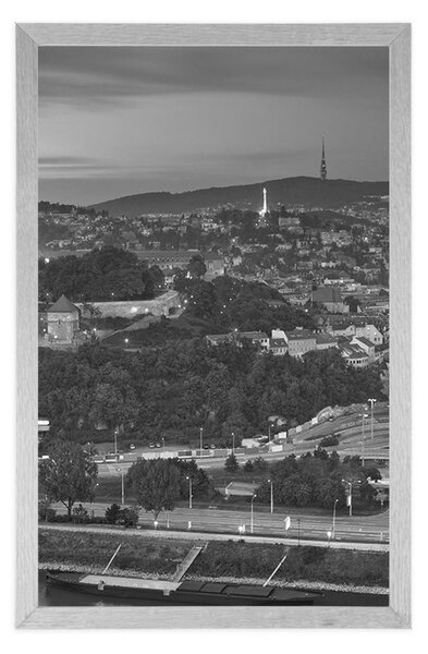 Plakat večer u Bratislavi u crno-bijelom dizajnu