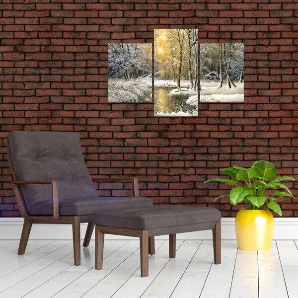 Slika - Koča v gozdu, oljna slika (90x60 cm)