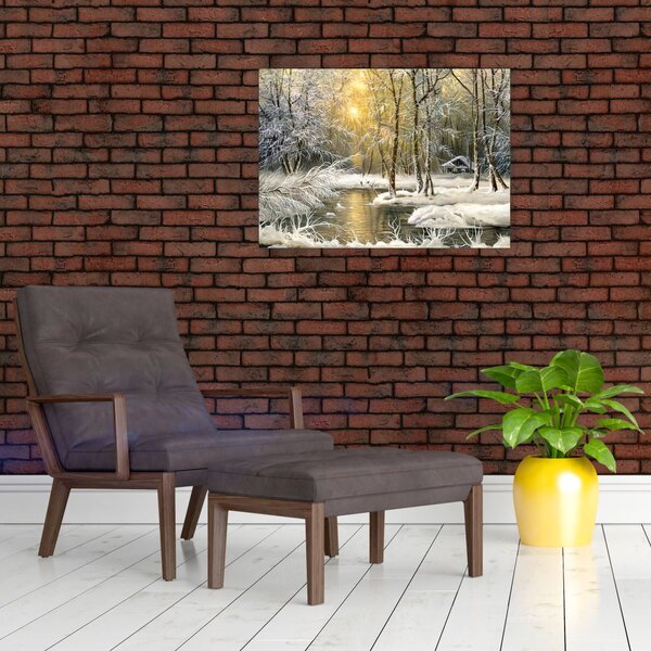 Slika - Koča v gozdu, oljna slika (70x50 cm)
