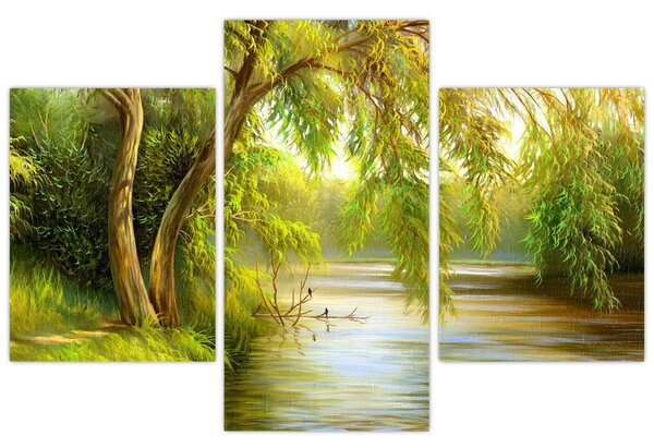 Slika - Vrba ob jezeru, oljna slika (90x60 cm)