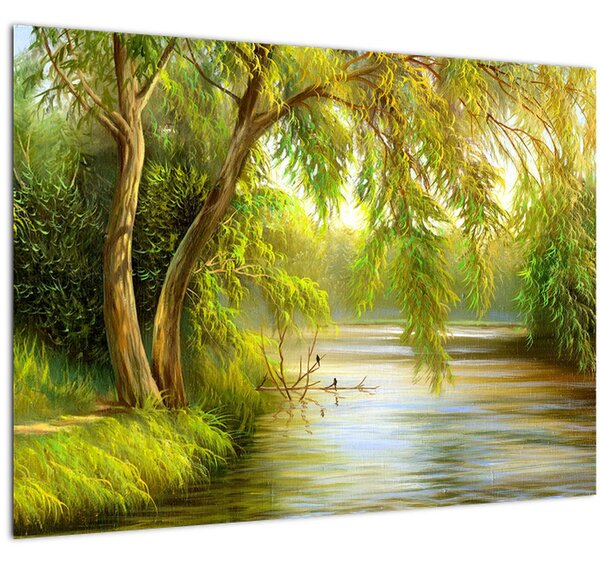 Slika - Vrba ob jezeru, oljna slika (70x50 cm)