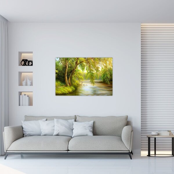 Slika - Vrba ob jezeru, oljna slika (90x60 cm)