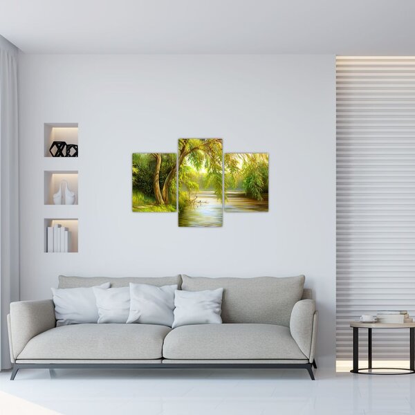 Slika - Vrba ob jezeru, oljna slika (90x60 cm)