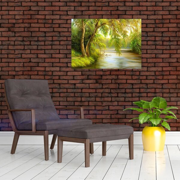 Slika - Vrba ob jezeru, oljna slika (70x50 cm)