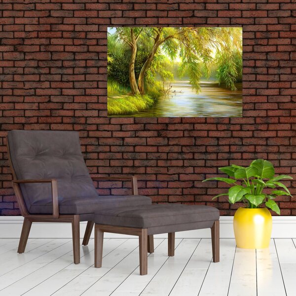 Slika - Vrba ob jezeru, oljna slika (90x60 cm)