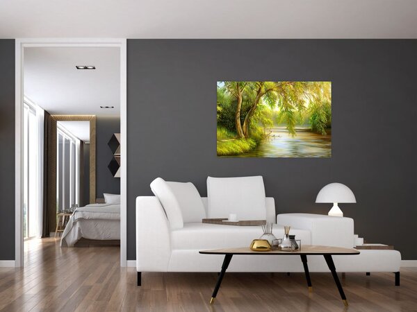 Slika - Vrba ob jezeru, oljna slika (90x60 cm)
