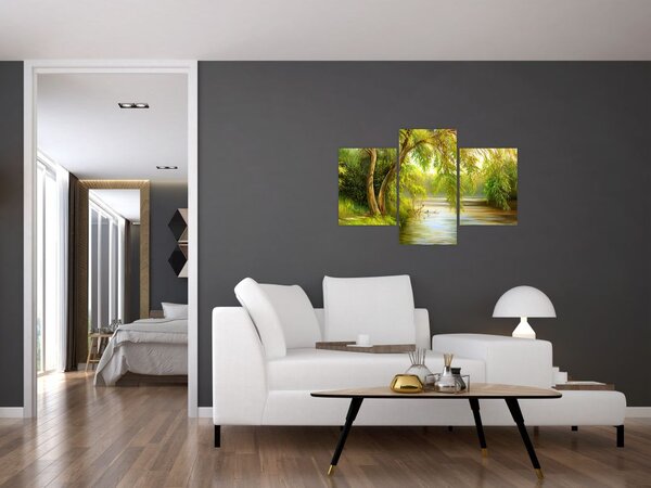 Slika - Vrba ob jezeru, oljna slika (90x60 cm)