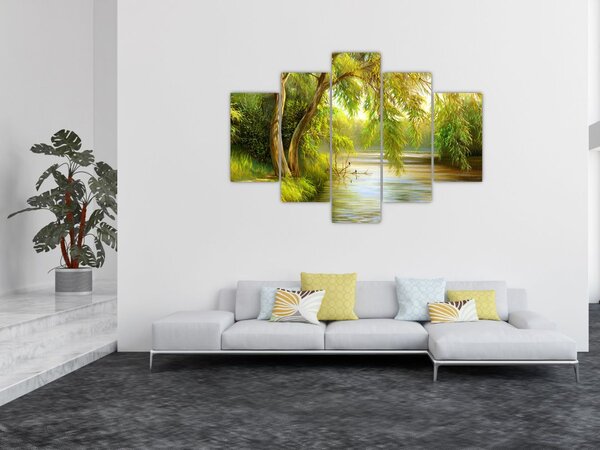 Slika - Vrba ob jezeru, oljna slika (150x105 cm)