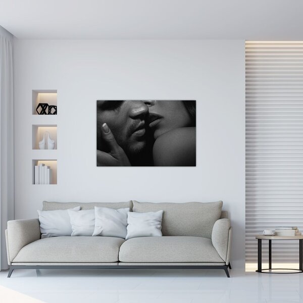 Slika - Poljub, črno-bela fotografija (90x60 cm)