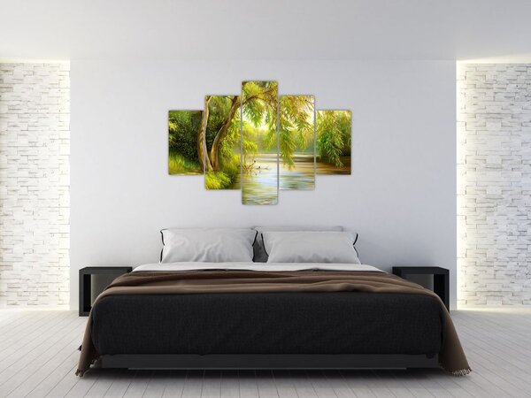 Slika - Vrba ob jezeru, oljna slika (150x105 cm)