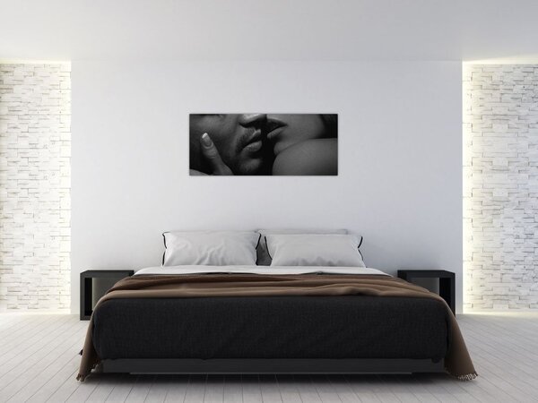 Slika - Poljub, črno-bela fotografija (120x50 cm)