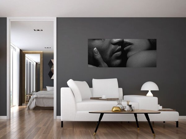Slika - Poljub, črno-bela fotografija (120x50 cm)