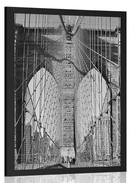 Plakat most Manhattan u New Yorku u crno-bijelom dizajnu