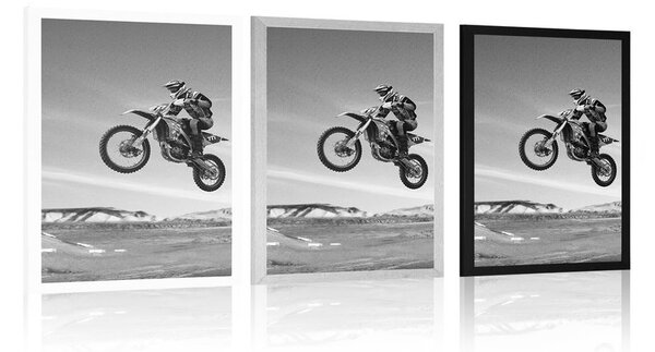 Plakat za motoriste u crno-bijelom dizajnu