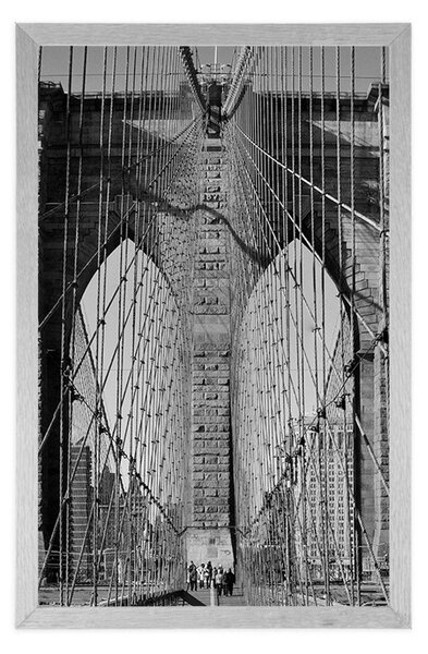 Plakat most Manhattan u New Yorku u crno-bijelom dizajnu