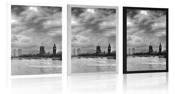 Plakat jedinstveni London u crno-bijelom dizajnu