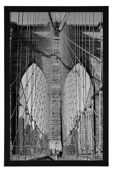 Plakat most Manhattan u New Yorku u crno-bijelom dizajnu