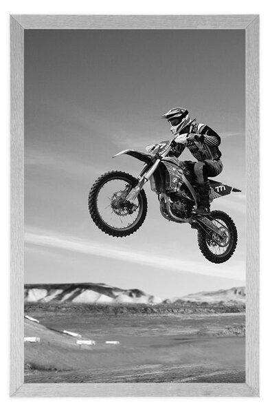 Plakat za motoriste u crno-bijelom dizajnu