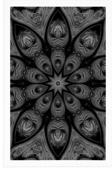 Plakat hipnotična Mandala u crno-bijelom dizajnu