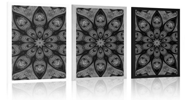 Plakat hipnotična Mandala u crno-bijelom dizajnu